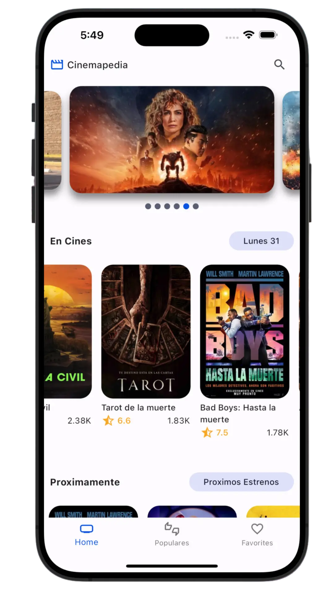 cinemapedia app - captura 2